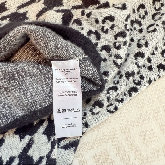 Banjo & Matilda Australia Cashmere Black and White Houndstooth Sweater Size L - Picture 4 of 6